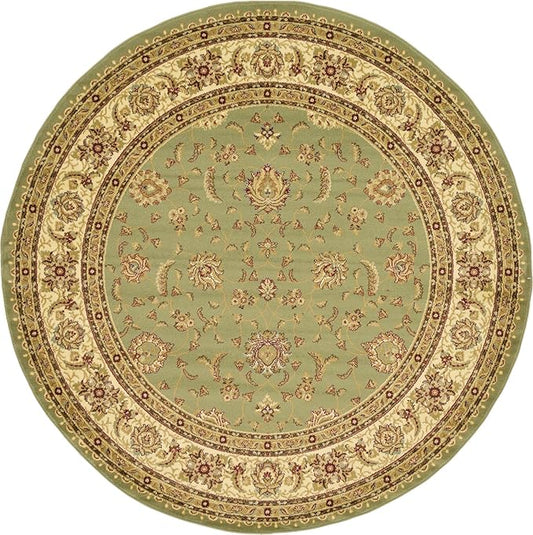 Unique Loom Voyage Collection Traditional Oriental Classic Intricate Design Area Rug (8' 0 x 8' 0 Round, Green/Ivory)