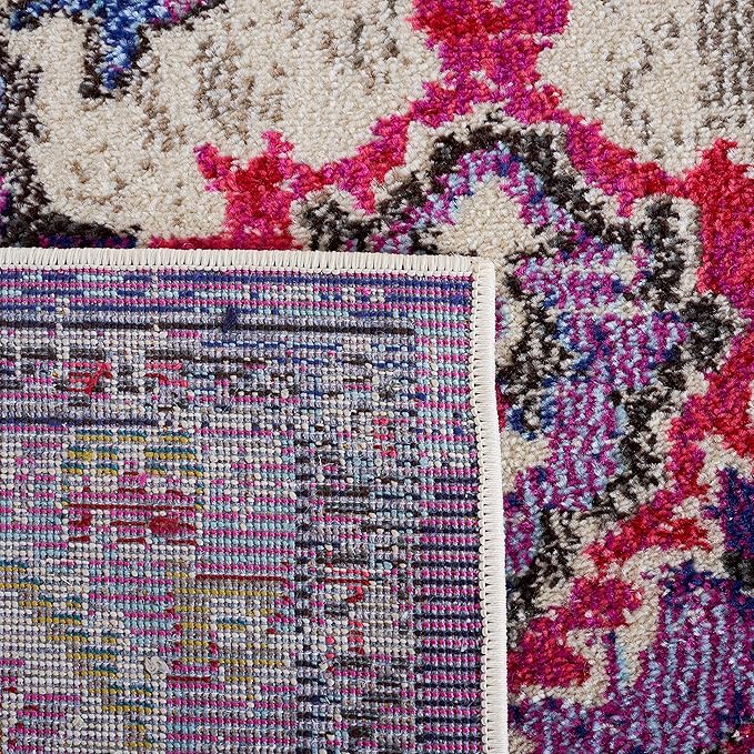 SAFAVIEH Monaco Collection Runner Rug - 2'2" x 12', Violet & Fuchsia, Boho Chic Medallion Distressed Design, Non-Shedding & Easy Care, Ideal for High Traffic Areas in Living Room, Bedroom (MNC243P)