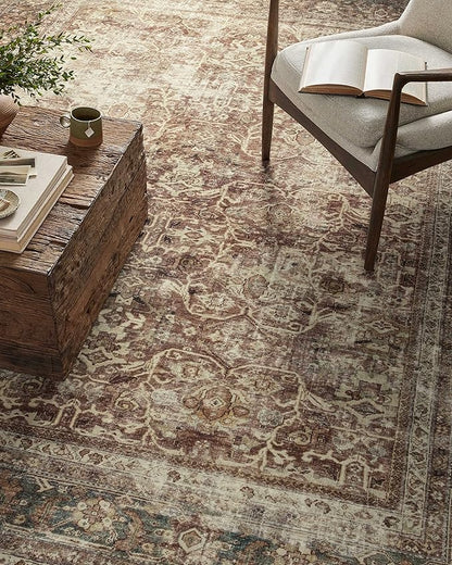 Loloi Magnolia Home by Joanna Gaines Sinclair Collection SIN-01 Rust/Lagoon 2'-3" x 11'-6", .25" Pile Height, Machine Washable, Runner Rug