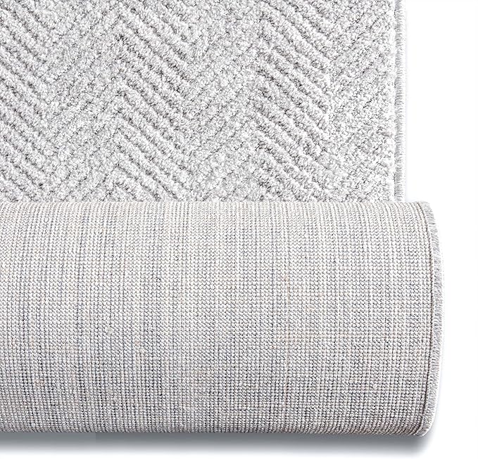 Well Woven Custom Size Hallway & Stair Runner- Harlow Pompeii Light Grey 31 Inches Wide x 3 Feet Long Runner (31" x 3') Runner Rug - Modern Chevron Pattern, Ultra-Soft, Easy-Clean