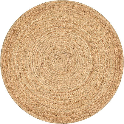 Savi Home Jute Area Rug Handwoven - 8 feet Round- Natural - Rustic Vintage Beige Braided Reversible Rug- Eco Friendly Rugs for Farmhouse, Bedroom, Kitchen, Living Room.
