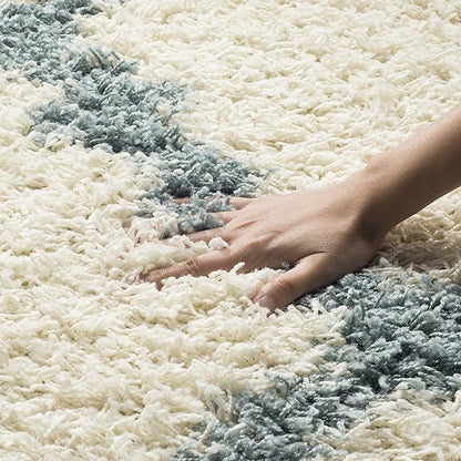 SAFAVIEH Dallas Shag Collection Area Rug - 6' x 9', Ivory & Light Blue, Trellis Design, Non-Shedding & Easy Care, 1.5-inch Thick Ideal for High Traffic Areas in Living Room, Bedroom (SGD257J)
