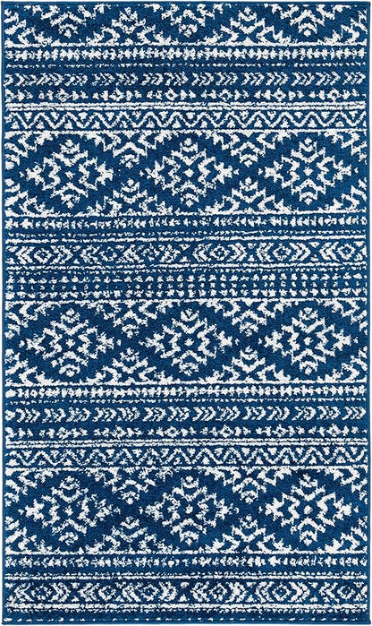 SAFAVIEH Area Rug 3x5 - Tulum Collection - Navy & Ivory, Moroccan Boho Tribal Design, Non-Shedding & Easy to Clean, Ideal for Entryway, Foyer, Accent Space, Bedroom (TUL272N)
