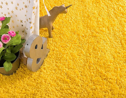 Unique Loom Solid Shag Collection Area Rug (2' 6" x 16' 5" Runner, Tuscan Sun Yellow)