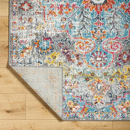 Livabliss Area Rugs - 5x7 Odelia Vintage Boho Beige Mustard Gray Area Rug for Living Room Bedroom - Floral Medallion Stain Resistant Carpet for Kitchen, Nursery, Office (5'3" x 7'3")