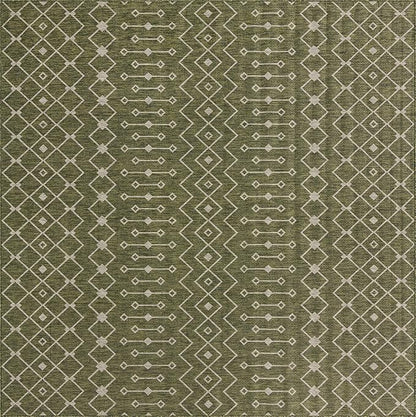 Unique Loom Outdoor Trellis Collection Area Rug - Tribal Trellis (10' 8" Square, Green/ Natural)