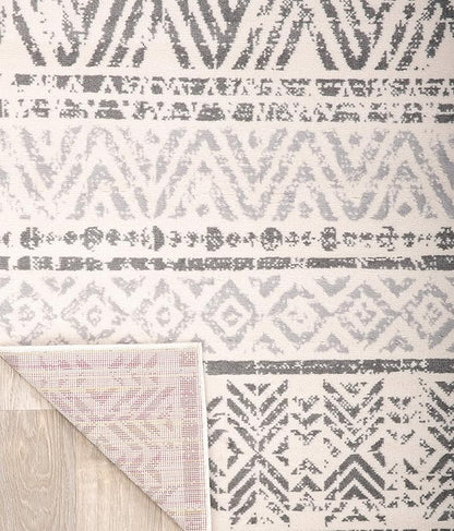 Rugshop Geometric Boho Area Rug – Gray Tribal Pattern, Perfect for Living Room, Bedroom, Office, 3'3" x 5'