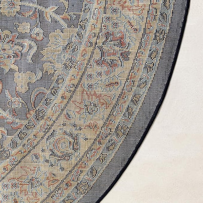 Rugs.com Yasmin Collection Rug – 8 Ft Round Navy Blue Medium Rug Perfect for Kitchens, Dining Rooms