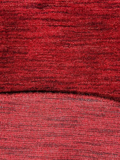 Hand Knotted Loom Wool ECO-Friendly Area Rugs - 8'x8', Round, Dark Red Color, Solid Plain Design, High Pile Thick Handmade Anti Skid Area Rugs for Living Room, Bed Room (L00111)