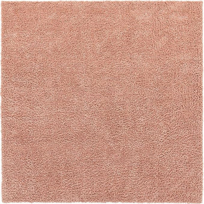 Unique Loom Davos Shag Collection Area Rug - Solid (9' 10" Square, Dusty Rose)