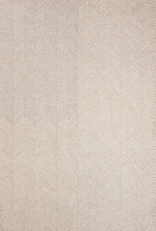 Modern Herringbone Chevron Collection Handcrafted Wool Area Rug - Durable, Zigzag Pattern, for High Traffic, Contemporary Design for Living Room, Bedroom, Dining Room Decor (Sand Beige, 9' round)