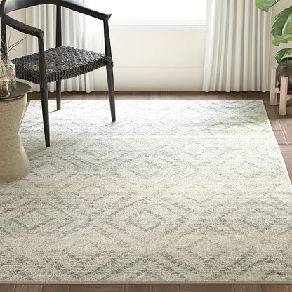 SAFAVIEH Adirondack Collection Round Rug - 12' Round, Ivory & Light Blue, Contemporary Design, Stain Resistant, Ideal for High Traffic Areas in Living Room, Bedroom & Dining Room (ADR131T-12R)