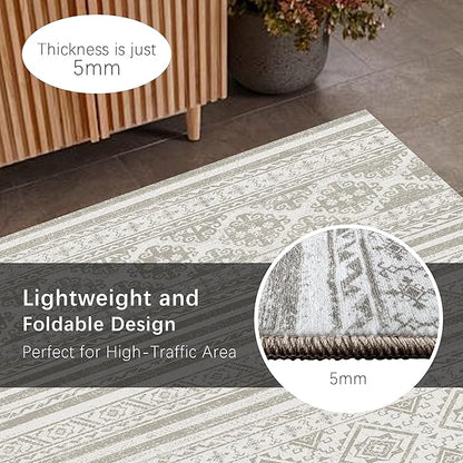 RUGSURE Washable Area Rugs 4' x 6' - 1/6 Thick - Moroccan-Inspired -Stain & Water Resistant Non-Slip - Resistant Rug for Living Room, Bedroom, Nursery, Pet & Child Friendly (Grey)