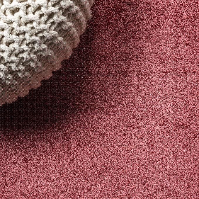 Eyely UES100E-3OV Haze Solid Low-Pile Red 3 ft. x 5 ft. Oval Area Rug, Pet Friendly, Stain Resistant, Easy Cleaning, for Bedroom, Living Room, Kitchen