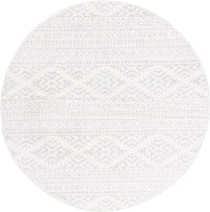 SAFAVIEH Tulum Collection Area Rug - 3' Round, Ivory & Light Grey, Moroccan Boho Tribal Design, Non-Shedding & Easy to Clean, Ideal for Entryway, Foyer, Accent Space, Bedroom (TUL272G)