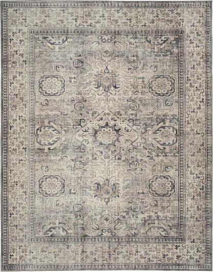 ReaLife Rugs Machine Washable Area Rug - Living Room Bedroom Bathroom Kitchen Entryway Office - Padded Low Pile Stain Resistant Premium - Boho Farmhouse Vintage - Paz - Beige Gray Ivory 7'6" x 9'6"