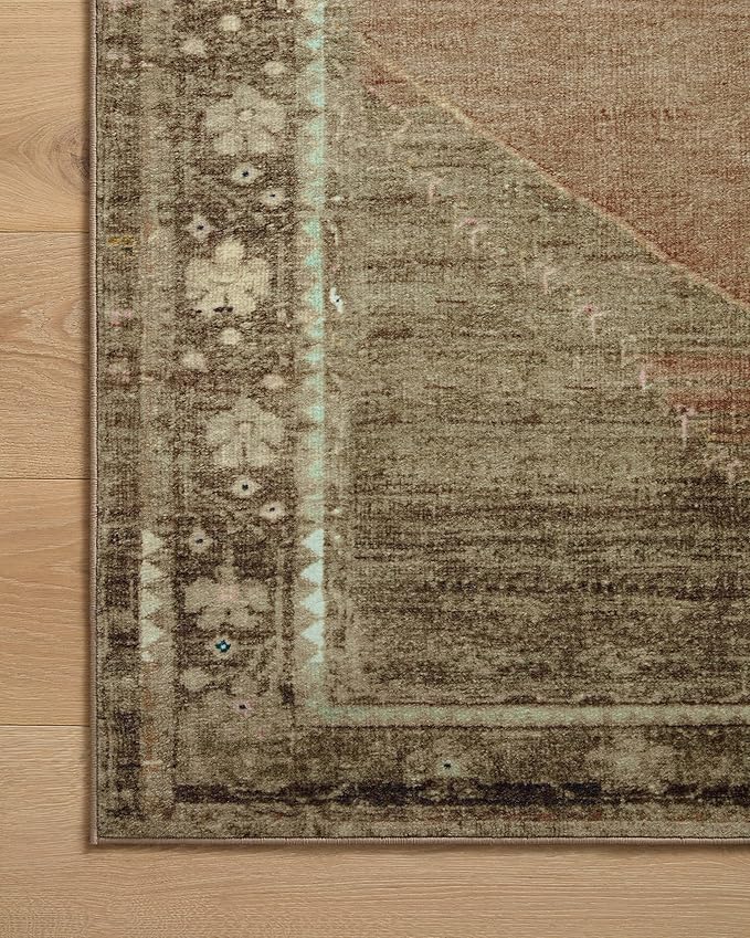 Loloi Magnolia Home by Joanna Gaines Sinclair Collection SIN-06 Clay/Tobacco 7'-6" x 9'-6", .25" Pile Height, Machine Washable, Area Rug