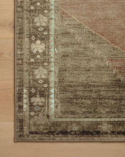 Loloi Magnolia Home by Joanna Gaines Sinclair Collection SIN-06 Clay/Tobacco 2'-3" x 7'-6", .25" Pile Height, Machine Washable, Runner Rug