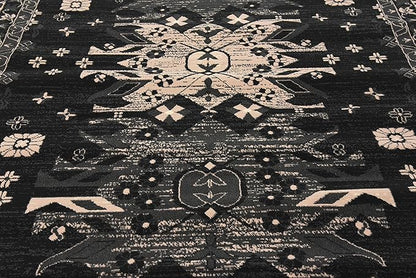 Unique Loom Taftan Collection Border Geometric Tribal Inspired Design Area Rug (7' 0 x 10' 0 Rectangular, Black/ Gray)