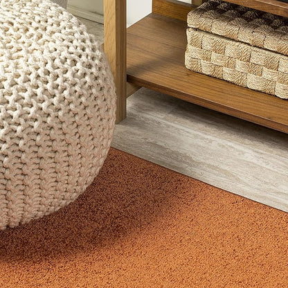 Eyely UES100M-5OV Haze Solid Low-Pile Orange 5 ft. x 8 ft. Oval Area Rug, Pet Friendly, Stain Resistant, Easy Cleaning, for Bedroom, Living Room, Kitchen