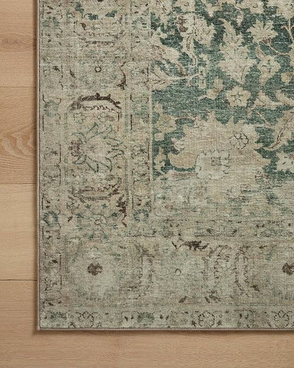 Loloi Magnolia Home by Joanna Gaines Sinclair Collection SIN-05 Jade/Sand 2'-3" x 9'-6", .25" Pile Height, Machine Washable, Runner Rug