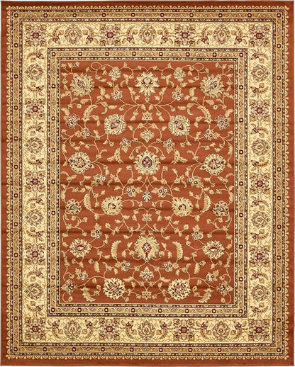 Unique Loom Voyage Collection Traditional Oriental Classic Intricate Design Area Rug (8' 0 x 10' 0 Rectangular, Terracotta/Ivory)