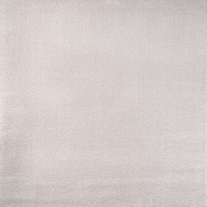 Eyely UES100D-7SQ Supersoft Haze Solid Low-Pile Indoor Area Rug, Coastal, Bohemian, Minimalist, Classic, Casual for Bedroom,Kitchen,Living Room,Non Shedding,Easy-Washing, Ivory, 7' Square