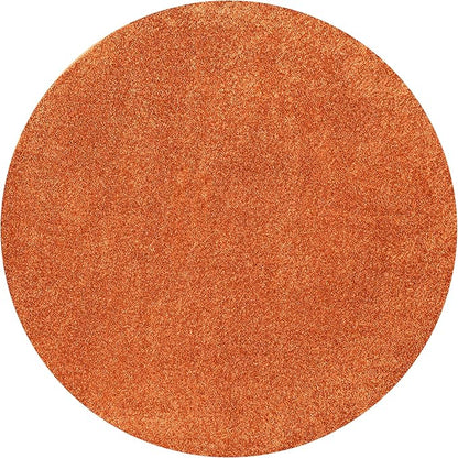 Eyely UES100M-8R Haze Solid Low-Pile Orange 8' Round Area Rug, Pet Friendly, Stain Resistant, Easy Cleaning, for Bedroom, Living Room, Kitchen