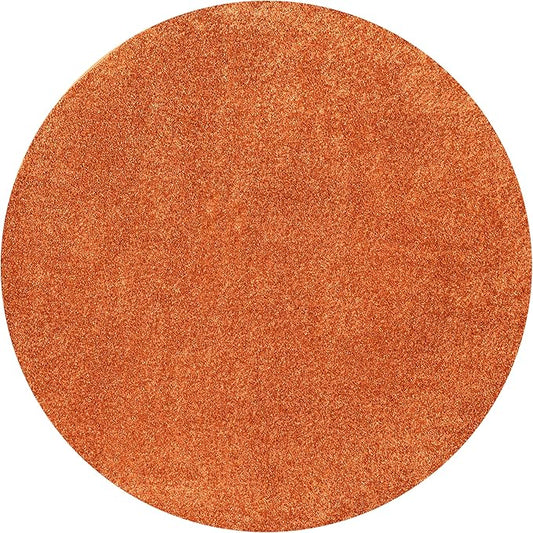 Eyely UES100M-8R Haze Solid Low-Pile Orange 8' Round Area Rug, Pet Friendly, Stain Resistant, Easy Cleaning, for Bedroom, Living Room, Kitchen