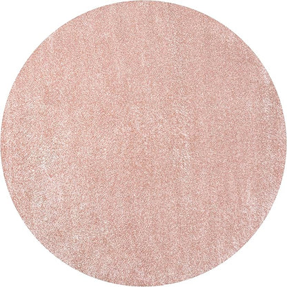 Eyely UES100P-8R Supersoft Haze Solid Low-Pile Indoor Area Rug, Coastal, Bohemian, Minimalist, Classic, Casual for Bedroom,Kitchen,Living Room,Non Shedding,Easy-Washing, Pink, 8' Round
