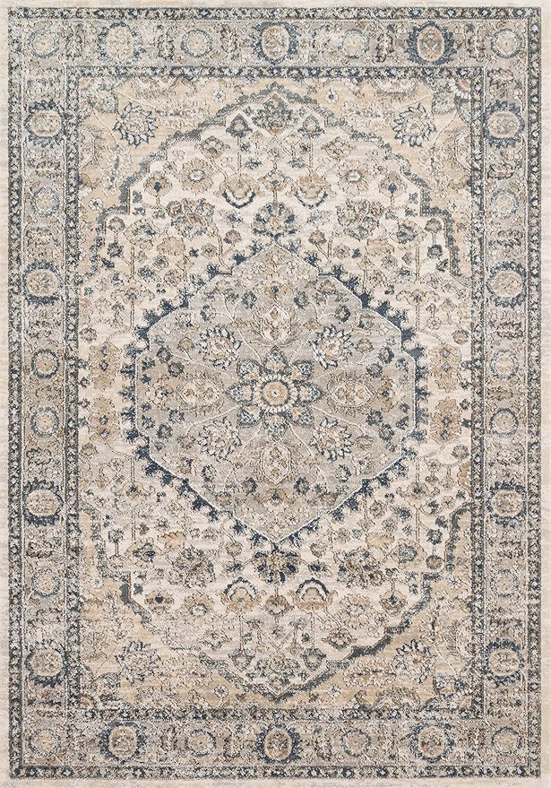 Loloi Teagan Collection TEA-01 Natural/Lt. Grey 9'-9" x 13'-6" Area Rug, Large, Soft Neutral Rug, High-Traffic for Living Room, Bedroom, Home Office, Dining Area