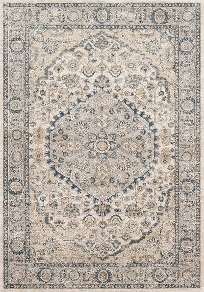 Loloi Teagan Collection TEA-01 Natural/Lt. Grey 2'-8" x 4' Accent Rug, Large, Soft Neutral Rug, High-Traffic for Living Room, Bedroom, Home Office, Dining Area