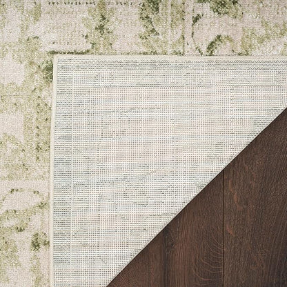 Nourison Home Astra Machine Washable Ivory Green 6'7" x 9' Area Rug - Easy Clean, Non Shedding, Bed Room, Living Room, Dining Room, Kitchen (7' x 9')