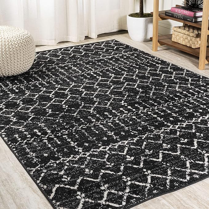 JONATHAN Y Boho Vintage Diamond Black/Ivory Indoor Area Rug 12X15 ft, Moroccan Hype for Living Room, Bedroom, Kitchen, Office, Easy-Cleaning, High Traffic, Pet-Friendly, Non-Shedding (MOH101D-15)