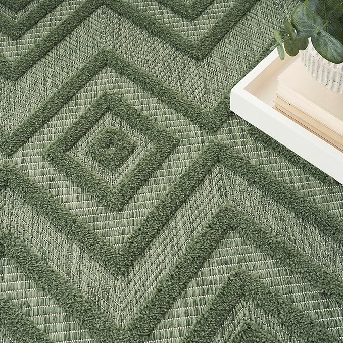 Nourison Home Versatile Green 4' x 6' Area Rug - Easy Clean, Non Shedding, Bed Room, Living Room, Dining Room, Kitchen (4' x 6')