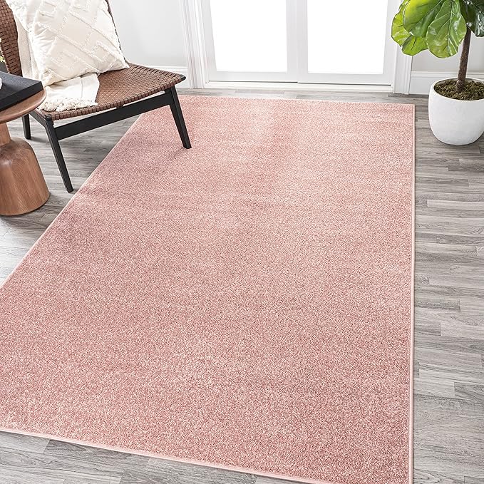Eyely UES100P-3 Supersoft Haze Solid Low-Pile Indoor Area Rug Casual;Contemporary;Solid;Traditional, Bedroom, Kitchen, Living Room, Easy-Cleaning, Non-Shedding, 3 X 5, Pink