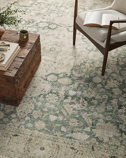 Loloi Magnolia Home by Joanna Gaines Sinclair Collection SIN-05 Jade/Sand 2'-3" x 11'-6", .25" Pile Height, Machine Washable, Runner Rug