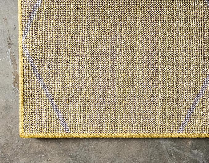 Unique Loom Trellis Frieze Collection Area Rug - Geometric (10' x 14' 1", Yellow/ Ivory)
