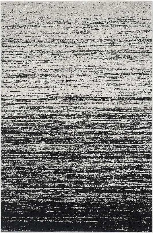 SAFAVIEH Area Rug 4x6 - Adirondack Collection - Silver & Black, Modern Ombre Design, Non Shedding & Easy to Clean, Ideal for Living Room, Bedroom, Office, Dining Space (ADR113A)
