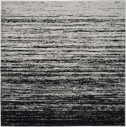 SAFAVIEH Adirondack Collection Area Rug - 6' Square, Silver & Black, Modern Ombre Design, Non Shedding & Easy to Clean, Ideal for Living Room, Bedroom, Office, Dining Space (ADR113A)