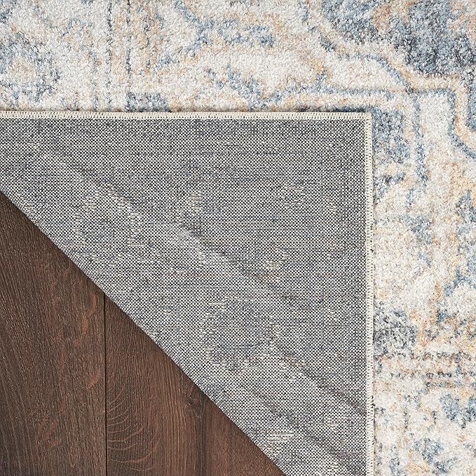 Nourison Home Astra Machine Washable Grey Blue 2'2" x 12' Area Rug - Easy Clean, Non Shedding, Bed Room, Living Room, Dining Room, Kitchen (12' Runner)