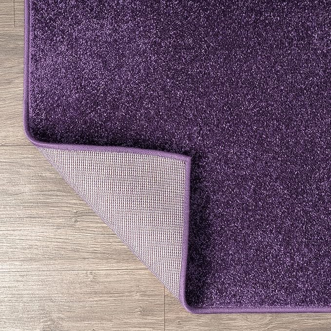 Eyely UES100N-8R Supersoft Haze Solid Low-Pile Indoor Area Rug, Coastal, Bohemian, Minimalist, Classic, Casual for Bedroom,Kitchen,Living Room,Non Shedding,Easy-Washing, Purple, 8' Round