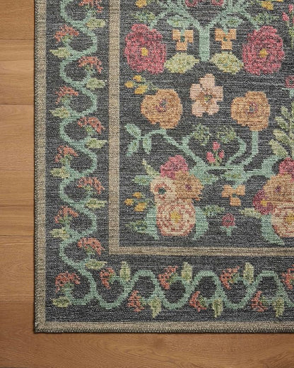Loloi Rifle Paper Co. Rosa Collection RSA-01 Black 2'-0" x 5'-0" Accent Rug