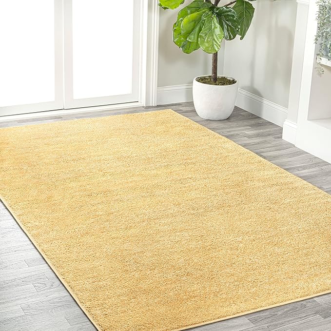 JONATHAN Y Haze Solid Low-Pile Mustard Indoor Area Rug 5x8, Coastal,Bohemian,Minimalist,Classic, Easy-Cleaning for Living Room,Bedroom,Kitchen,Pet Friendly,Non-Shedding (SEU100B-5)