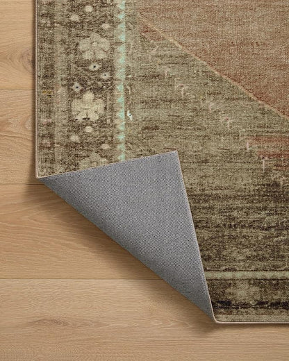 Loloi Magnolia Home by Joanna Gaines Sinclair Collection SIN-06 Clay/Tobacco 2'-0" x 5'-0", .25" Pile Height, Machine Washable, Accent Rug