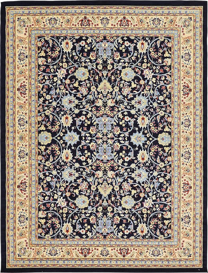 Unique Loom Sialk Hill Collection Area Rug - Washington (9' x 12' 2" Rectangle Navy Blue/Cream)