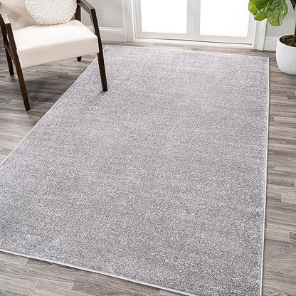 Eyely UES100A-4 Supersoft Haze Solid Low-Pile Indoor Area Rug Casual;Contemporary;Solid;Traditional, Bedroom, Kitchen, Living Room, Easy-Cleaning, Non-Shedding, 4 X 6, Gray