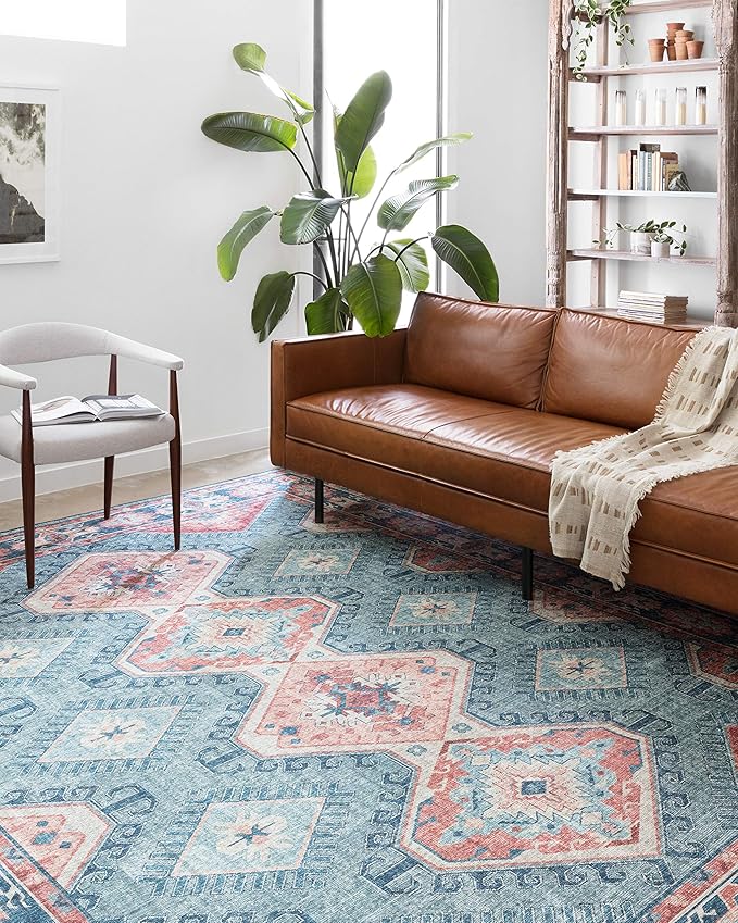 Loloi Skye Collection SKY-03 Turquoise/Terracotta 2'-6" x 12'-0" Runner Rug