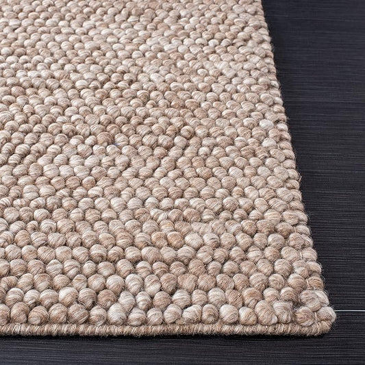 SAFAVIEH Natura Collection Area Rug - 6' Square, Brown, Handmade Wool Blend, Textured Design, Ideal for Living Room, Bedroom, Dining Space (NAT620T)