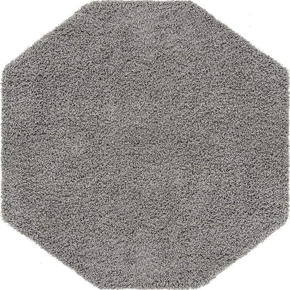Unique Loom Solid Shag Collection Area Rug (6' 1" Octagon, Cloud Gray)